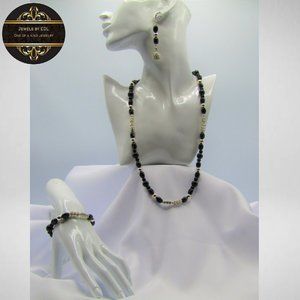 Black and Silver Beaded Jewelry Set